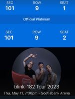 Blink 182 Tickets for May 11 - Section 101 Row 9 (2 Tickets)